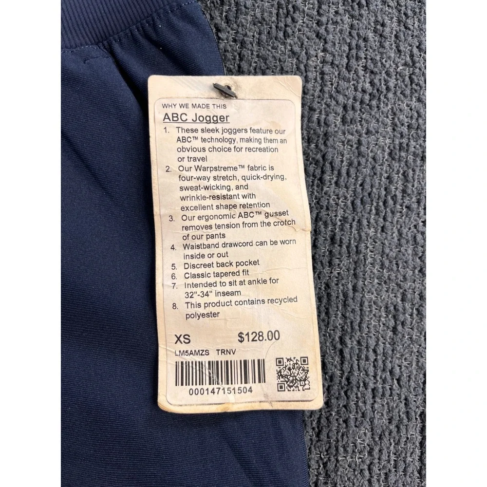 Lululemon ABC Jogger Warpstreme Navy Blue Mens XS Tapered Fit LM5AMZS TRNV